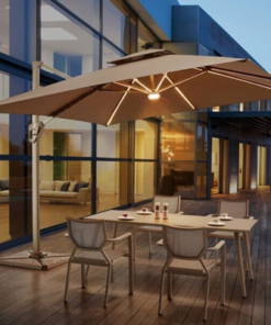 Alternative view of Noorshade Solar Powered LED Outdoor Umbrella UV-Resistant Waterproof Canopy with Rotating Handle for Garden & Patio