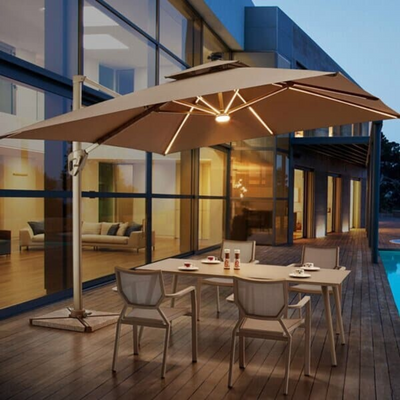 Noorshade Solar Powered LED Outdoor Umbrella UV-Resistant Waterproof Canopy with Rotating Handle for Garden & Patio - Image 2