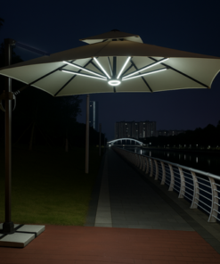 Noorshade Solar Powered LED Outdoor Umbrella for Garden & Patio (Off White) - Image 3