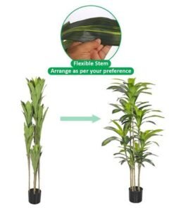 Artificial Dracaena Plant, Faux Plant with Lush Green Leaves, Simulated Simulated Bamboo Trunk & Pot, Waterproof Odorless Fake Plant, Maintenance-Free & Long-Lasting Fake Tree for Decor (150cm)