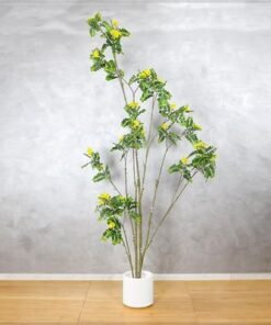 Alternative view of Artificial Moringa Tree, Faux Plant with Realistic Silk Green Leaves, Simulated Trunk & Pot, Waterproof, Odorless Fake Plant, Maintenance-Free & Long-Lasting Fake Tree for Event Decor (Yellow)