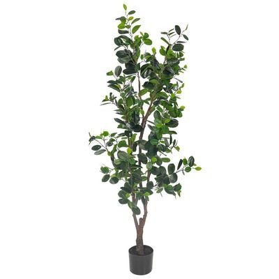 Artificial Ficus Plant, 160cm Tall Realistic PVC Plastic Green Leaves Faux Plants with Pot & Flexible Stem, Everlasting, Maintenance-Free & Waterproof Fake Plants for Home Office Event Decor - Image 4