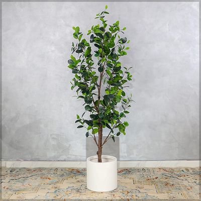 Artificial Ficus Plant, 160cm Tall Realistic PVC Plastic Green Leaves Faux Plants with Pot & Flexible Stem, Everlasting, Maintenance-Free & Waterproof Fake Plants for Home Office Event Decor - Image 3