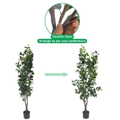 Artificial Ficus Plant, 160cm Tall Realistic PVC Plastic Green Leaves Faux Plants with Pot & Flexible Stem, Everlasting, Maintenance-Free & Waterproof Fake Plants for Home Office Event Decor