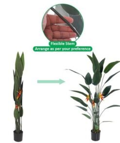 170cm Tall Bird of Paradise Plant, Realistic Faux Plants with Flexible Stem, Green Leaves & Tropical Flower, Everlasting, UV-Resistant, Maintenance-Free & No Watering Fake Plants for Home Decor