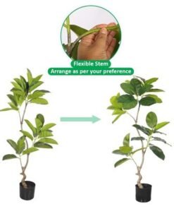 Artificial Rubber Plant, Faux Plant with Flexible Stems, Green Leaves, Simulated Trunk & Pot, Maintenance-Free & Long-Lasting Fake Tree, Waterproof & Odorless Fake Plant for Event Decor (120cm)