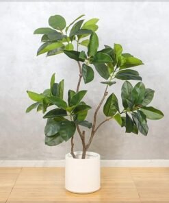 Alternative view of Artificial Rubber Plant, Faux Plant with Flexible Stems, Green Leaves, Simulated Trunk & Pot, Maintenance-Free & Long-Lasting Fake Tree, Waterproof & Odorless Fake Plant for Event Decor (130cm)