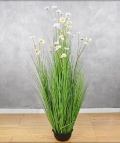 Alternative view of Artificial Buttercup Flower Plant, 150cm Tall Lifelike Silk Flowers & Green Grass Potted Faux Plants, Maintenance-Free Waterproof Eco-Friendly Odor-Free Fake Plants for Home Decor (White)