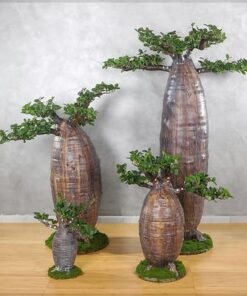 Alternative view of Set of 4 Artificial Baobab Tree,  Faux Plant with Realistic Silk Green Leaves & Simulated Trunk, Maintenance-Free & Long-Lasting Fake Tree, Waterproof & Odorless Fake Plant for Home Event Decor