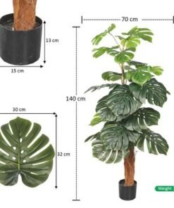Artificial Monstera Plant, Faux Plant with Flexible Green Leaves, Stems, Simulated Trunk & Pot, Waterproof, Odorless, Maintenance-Free & Long-Lasting Fake Tree for Home Event Decor (140cm) - Image 4
