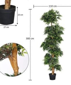 300cm Artificial Ficus Plant, Fake Plant with Flexible Green Leaves, Simulated Trunk & Pot, Maintenance-Free & Long-Lasting Fake Tree, Waterproof & Odorless Faux Plant for Home Event Decor
