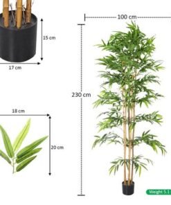 Artificial Bamboo Plant, Realistic Faux Plants Green Leaves with Clear Leaf Texture, Waterproof, Fade-Resistant, Pet-Friendly & Maintenance-Free Fake Tree for Home Office Event Decor (230cm) - Image 4