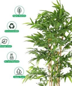 Artificial Bamboo Plant, Realistic Faux Plants Green Leaves with Clear Leaf Texture, Waterproof, Fade-Resistant, Pet-Friendly & Maintenance-Free Fake Tree for Home Office Event Decor (230cm)