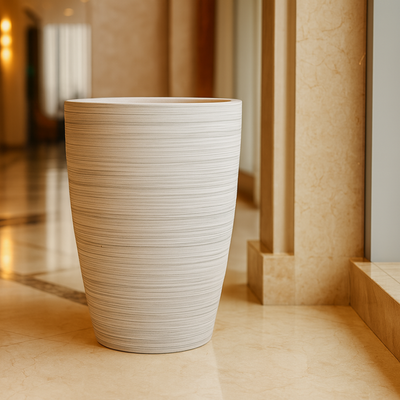 Modern Textured Ceramic Planter Pot Striped Design for Indoor Home & Office Décor (Big) - Image 2