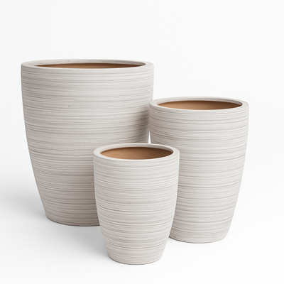 Modern Textured Ceramic Planter Pot Striped Design for Indoor Home & Office Décor (Big)