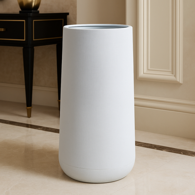 Premium 30x80 cm Tall White Textured Planter Modern Decor Pot - Image 2