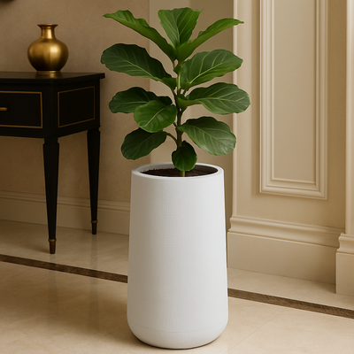 Premium 30x80 cm Tall White Textured Planter Modern Decor Pot - Image 3