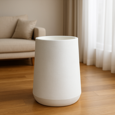 White Textured Planter Pot 30X64 cm Modern Light Weight Indoor & Outdoor Flower Pot for Home & Office Décor - Image 2