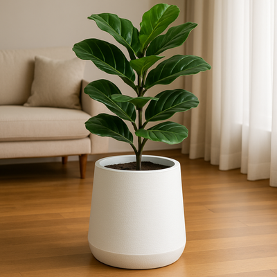 White Textured Planter Pot 30X64 cm Modern Light Weight Indoor & Outdoor Flower Pot for Home & Office Décor - Image 3