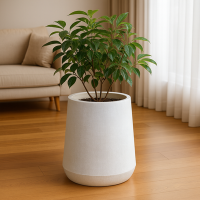 White Textured Planter Pot 30X64 cm Modern Light Weight Indoor & Outdoor Flower Pot for Home & Office Décor - Image 4