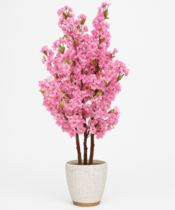 125cm Artificial Cherry Blossom Plant Luxury Pink Sakura Tree Artificial Cherry Blossom Plant with Natural Wood Trunk (Without Pot) - Image 4