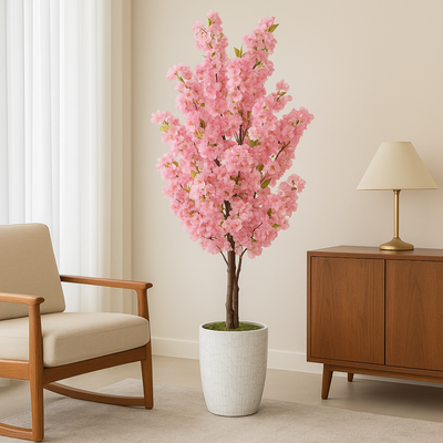 150cm Artificial Cherry Blossom Plant Luxury Pink Sakura Tree With Natural Wood Trunk (Without Pot) - Image 2