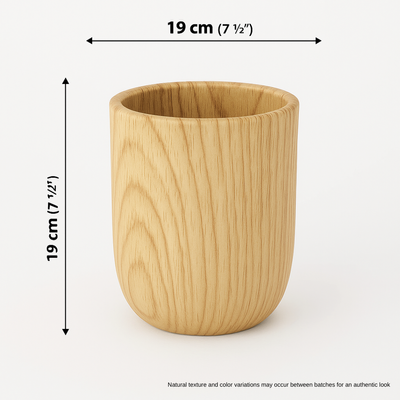 Ceramic Textured Wood-Grain Planter Pot Premium Indoor Décor (19x19cm)