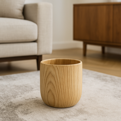Ceramic Textured Wood-Grain Planter Pot Premium Indoor Décor (19x19cm) - Image 4