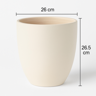 Textured Premium Beige Ceramic Planter Pot (26x26.5cm) - Image 4