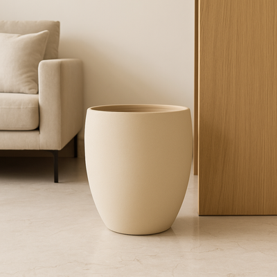 Textured Premium Beige Ceramic Planter Pot (26x26.5cm) - Image 2
