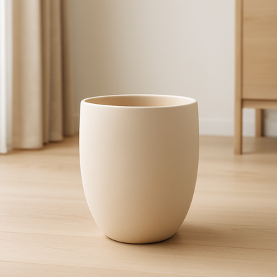 Textured Premium Beige Ceramic Planter Pot (31x30cm) - Image 2