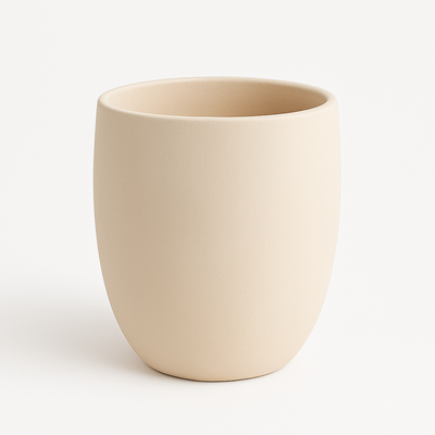 Textured Premium Beige Ceramic Planter Pot (31x30cm)