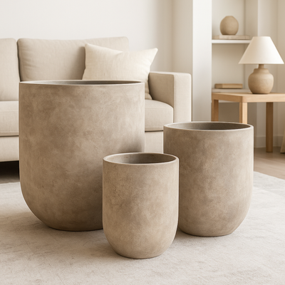 Textured Ceramic Planter Pot Premium Indoor & Outdoor Décor (19x25cm)