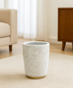 Alternative view of Textured White Ceramic Planter Pot Premium Indoor Plant Pot (24x40cm)