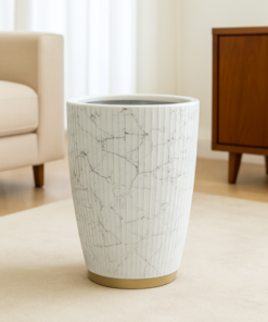 Alternative view of Textured White Ceramic Planter Pot Premium Indoor Plant Pot (30x43cm)