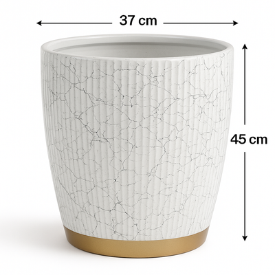 Textured White Ceramic Planter Pot Premium Indoor Plant Pot (37x47cm) - Image 4