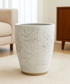 Alternative view of Textured White Ceramic Planter Pot Premium Indoor Plant Pot (37x47cm)