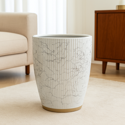 Textured White Ceramic Planter Pot Premium Indoor Plant Pot (37x47cm) - Image 2