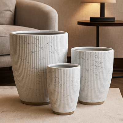 Textured White Ceramic Planter Pot Premium Indoor Plant Pot (37x47cm) - Image 5