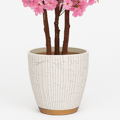 Textured White Ceramic Planter Pot Premium Indoor Plant Pot (37x47cm)