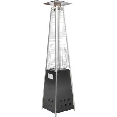 Wooden Twist Pyramid Gas Heater with Wheels, Outdoor Heating Solution with Adjustable Flame (Silver & Black) - Image 3
