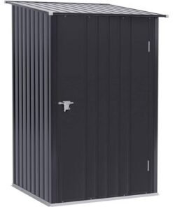 Alternative view of Egardenkart Outdoor Storage Shed Metal - Dark Grey, 99x103 cm | Garden Shed with Lockable Door | Outdoor Storage Cabinet for Garden Storage | Outdoor Shed Storage (With Installation)