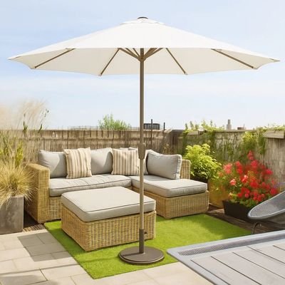 LuxeShade White Outdoor Patio Round Umbrella with Waterproof Canopy & Steel Frame for Garden, Balcony & Poolside - Image 2