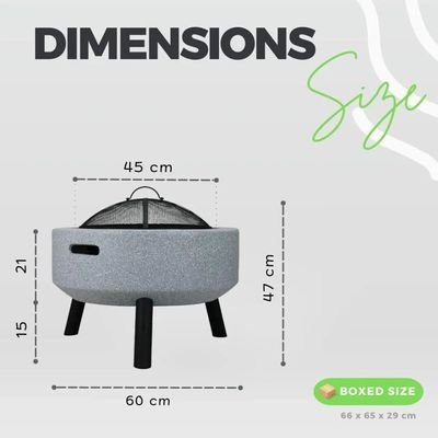 MGO Round Movable Fuel Wood or Charcoal with BBQ Grill Outdoor Firepit Durable and Portable for Backyard, Patio & Garden (Light Grey)
