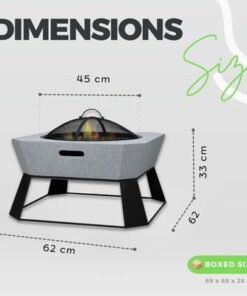 Fire Poker Square Outdoor Firepit MGO with BBQ Grill, Durable Charcoal or Wood-Burning for Backyard, Patio & Garden (Light Grey)