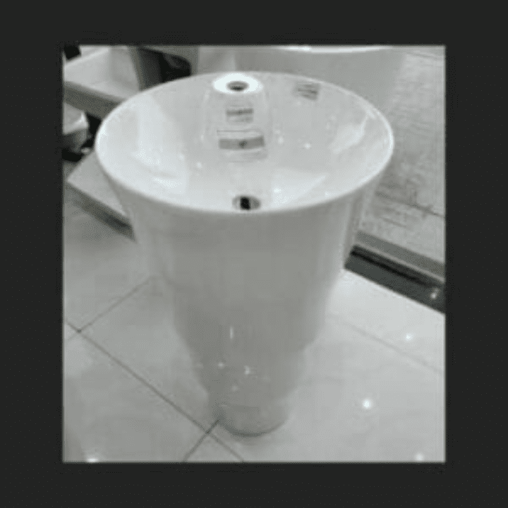 White pedestal basin dimensions 420x420x830mm - Image 2