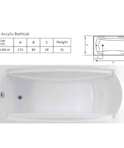 Alternative view of Sara bliss: acrylic bathtub – immerse in relaxation with a stylish 170cm dimension for your ultimate bathing sanctuary