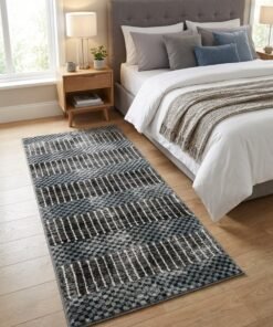 Noon East Carpet Rug Woven with Soft Texture |Neo Matrix Design  - Blue  | Size - 80x150 cm - 2.6x5 ft |For Bedside runners, In front of TV units, Entry Hallway