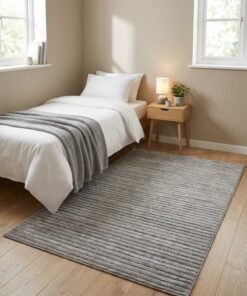Noon East Carpet Shaggy Rugs with Soft Texture, Color - Grey, Size - 120x170 cm - 4x5.5 ft, Design - Rocco Stripes , Ideal  for Mid-Small sized Family room, Bedroom with twin or queen beds, Home office, Entry hallways, Foyers or Balcony