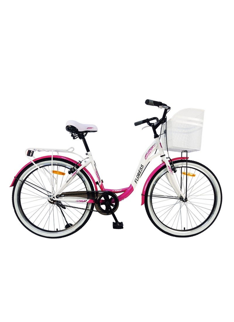 MOGOO Floress Cruiser Single Speed Bike 24 Inch, Pink